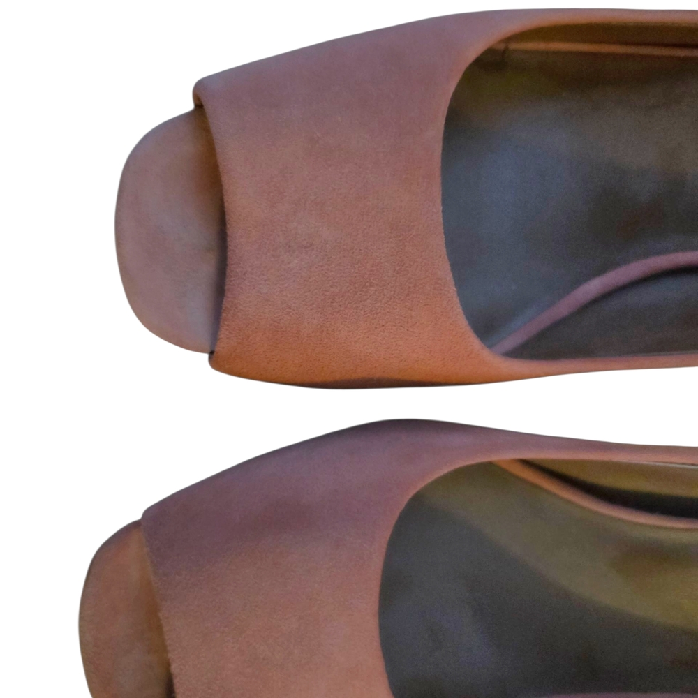 Tory Burch Peachy Pink Suede Georgiana Peeptoe Pumps Heels 10 - Picture 7 of 7